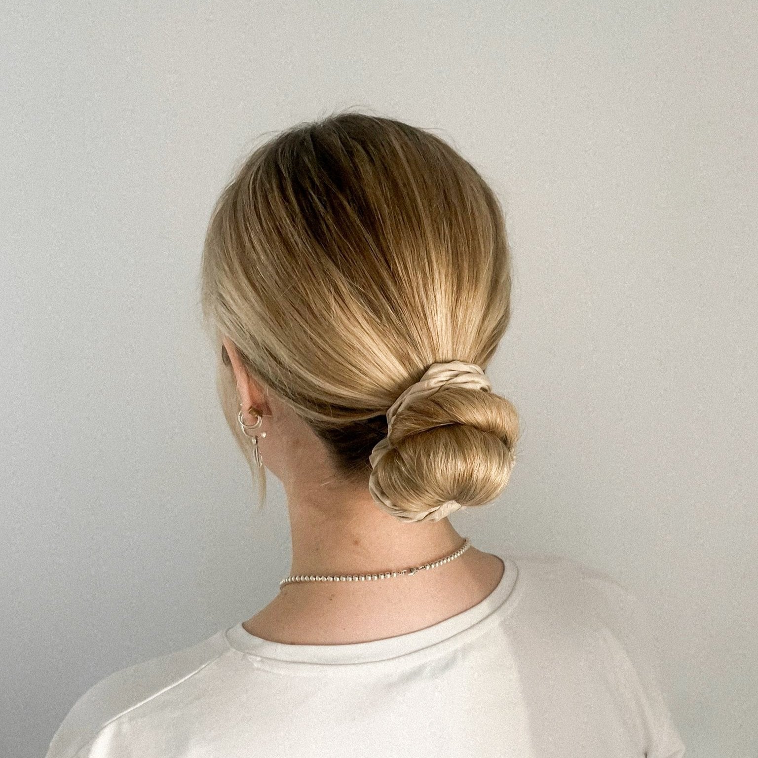 Easy bun with pure silk scrunchie hairstyle