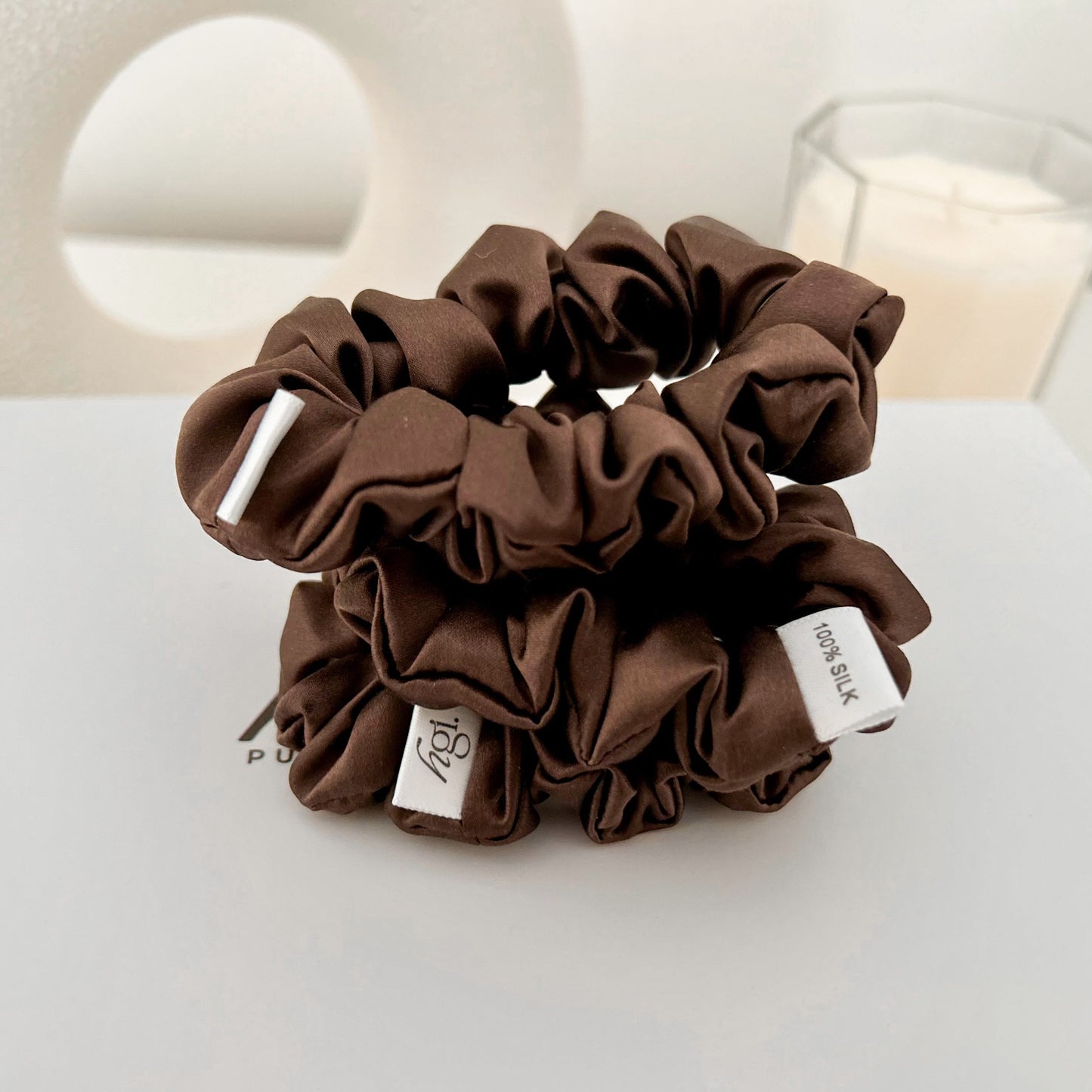 100% PURE MULBERRY SILK SCRUNCHIE NO DAMAGE CHOCOLATE BROWN