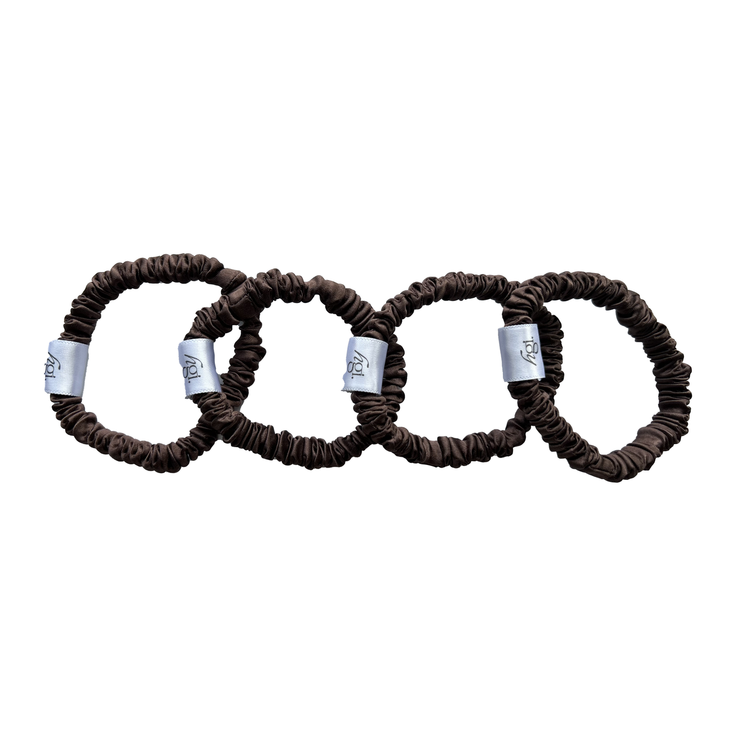 100% PURE MULBERRY SILK SKINNY SCRUNCHIE SLIP CHOCOLATE BROWN