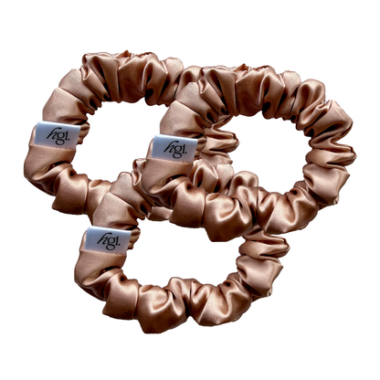 100% pure mulberry silk scrunchies set of 3 rose gold